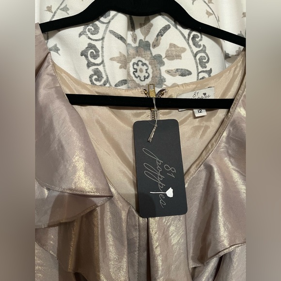 NWT Gold Metallic Mini Dress - Picture 3 of 4